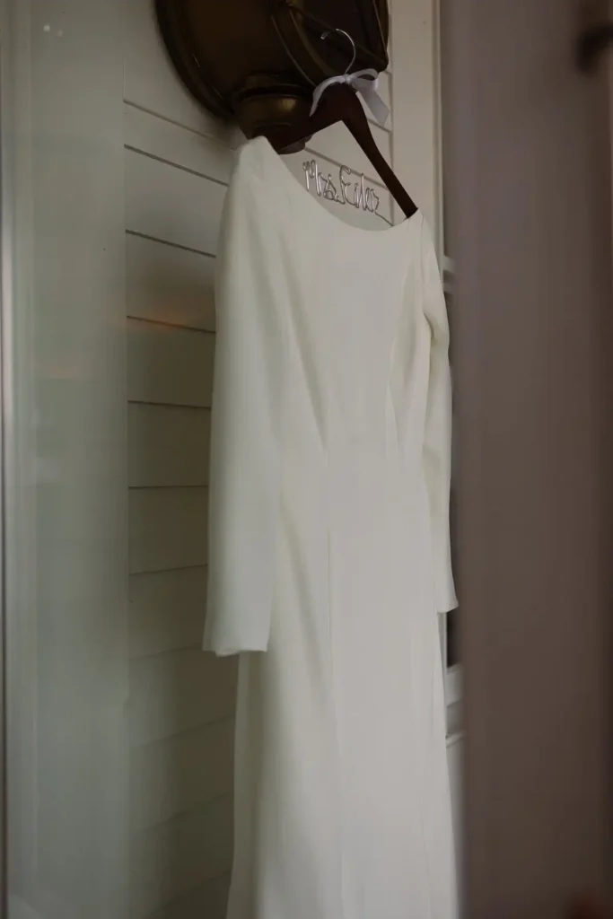 wedding dress through a window