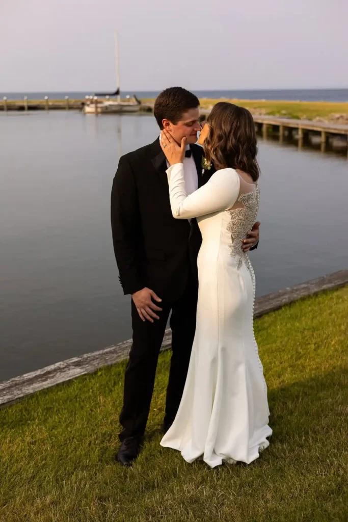 romantic kiss on the lake