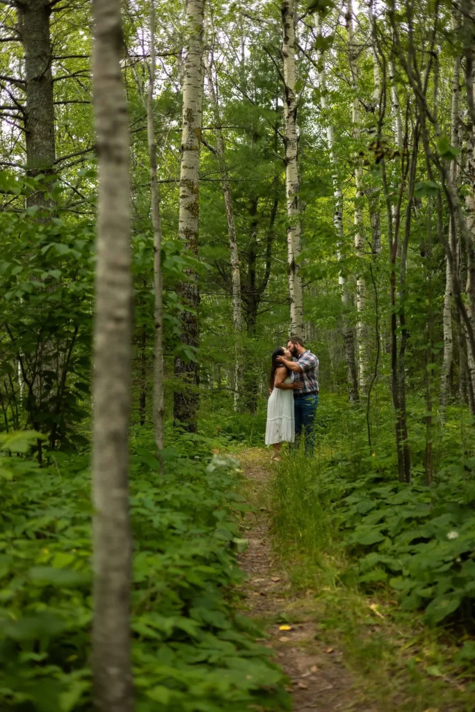 couple in birch trees
