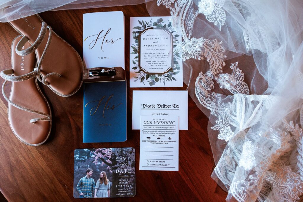 stillwater minnesota flatlay Lora Hotel wedding